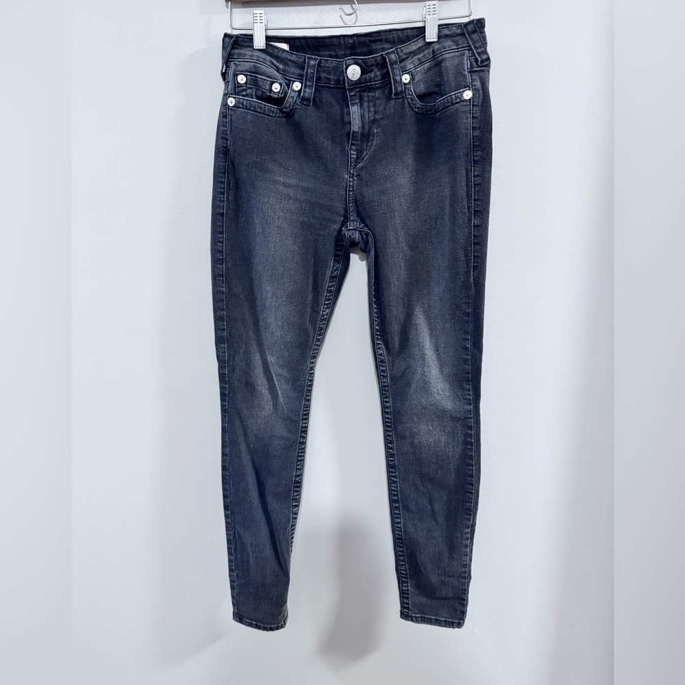 Women's True Religion Halle Mid Rise Super Skinny Jeans. Black Denim. Size 30